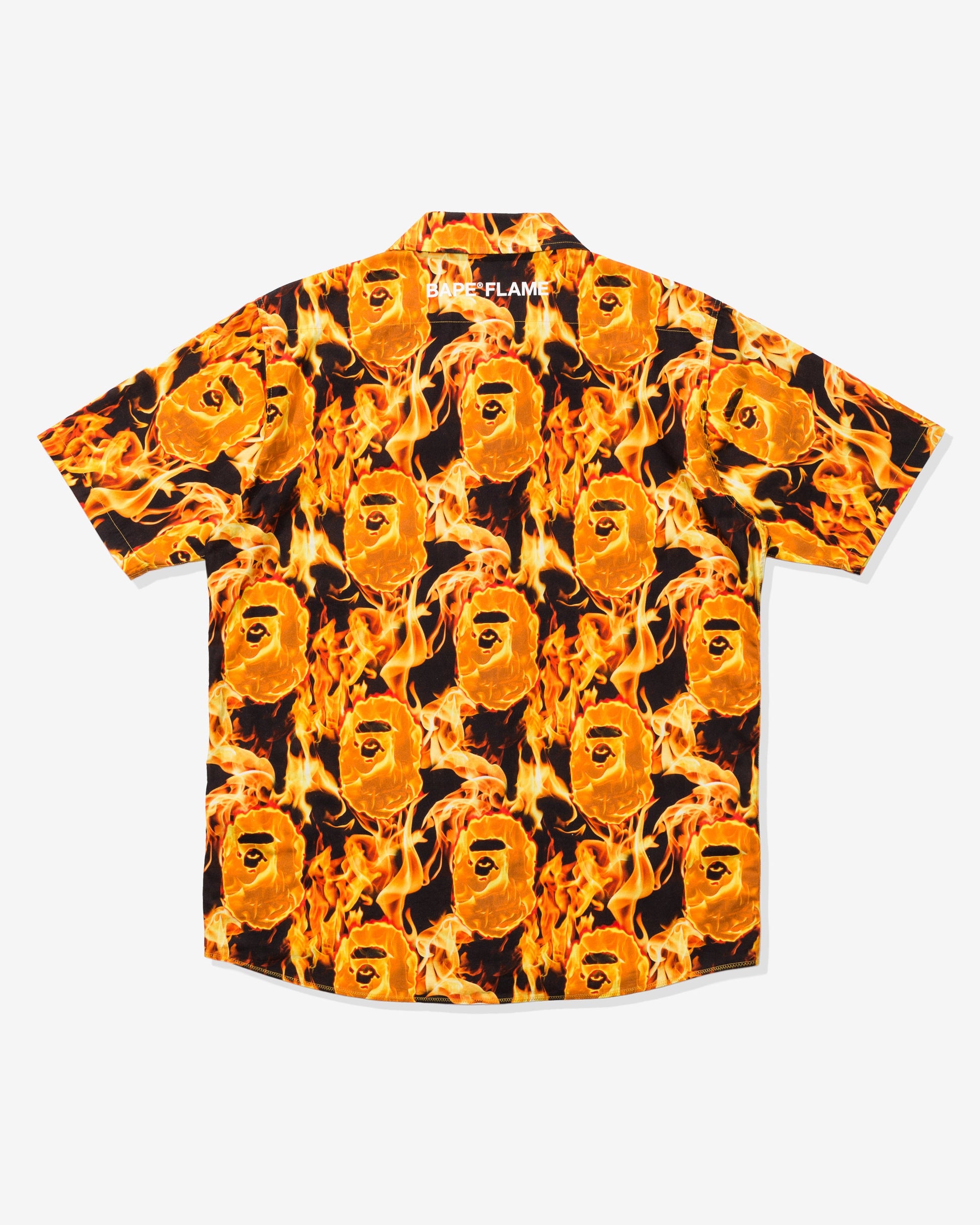 Undefeated Clothing - BAPE FLAME OPEN COLLAR SHIRT - ORANGE