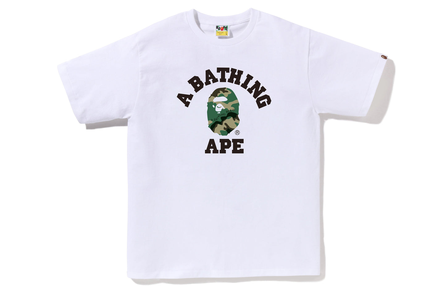Undefeated Clothing - BAPE WOODLAND CAMO COLLEGE TEE - WHITE