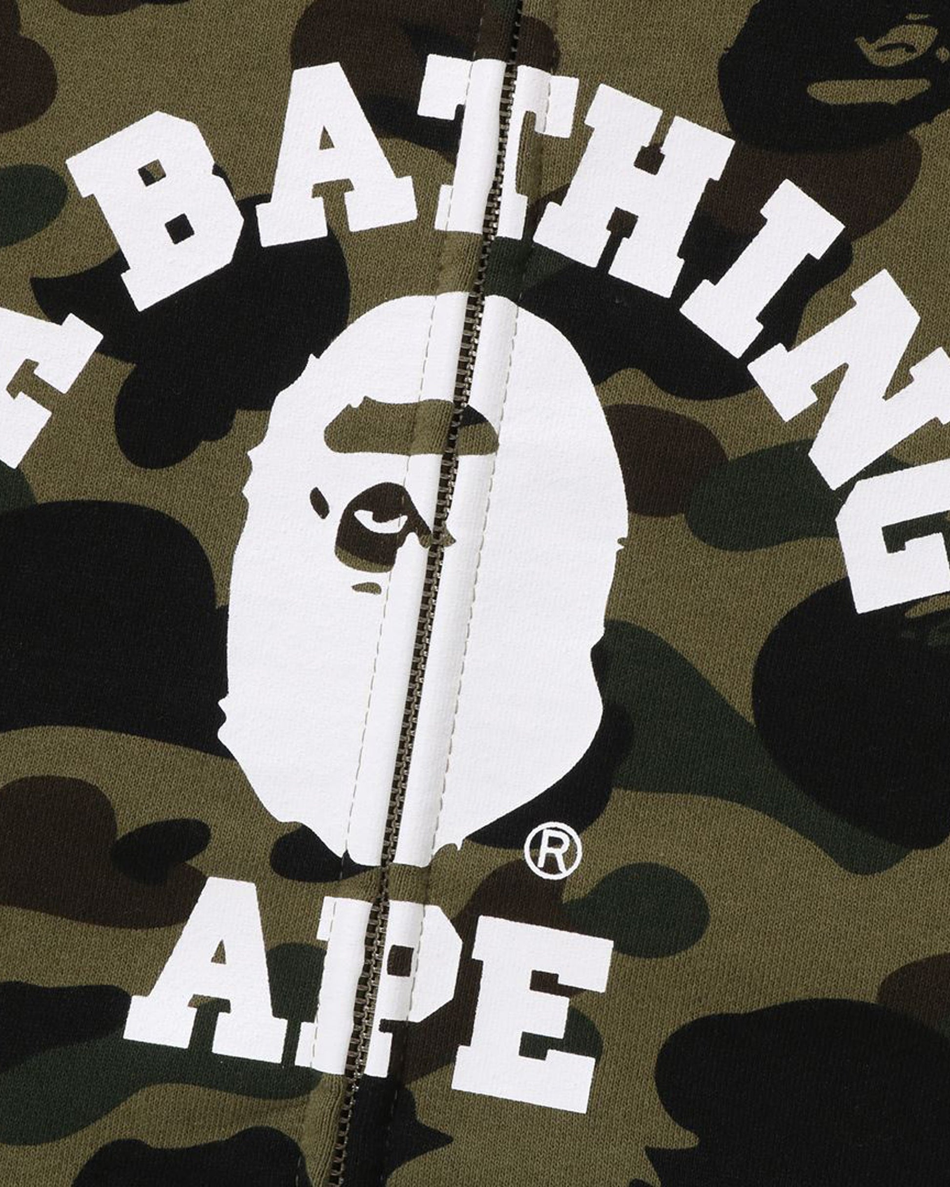 Undefeated Clothing - BAPE 1ST CAMO CRAZY COLLEGE FULL ZIP HOODIE - GREEN