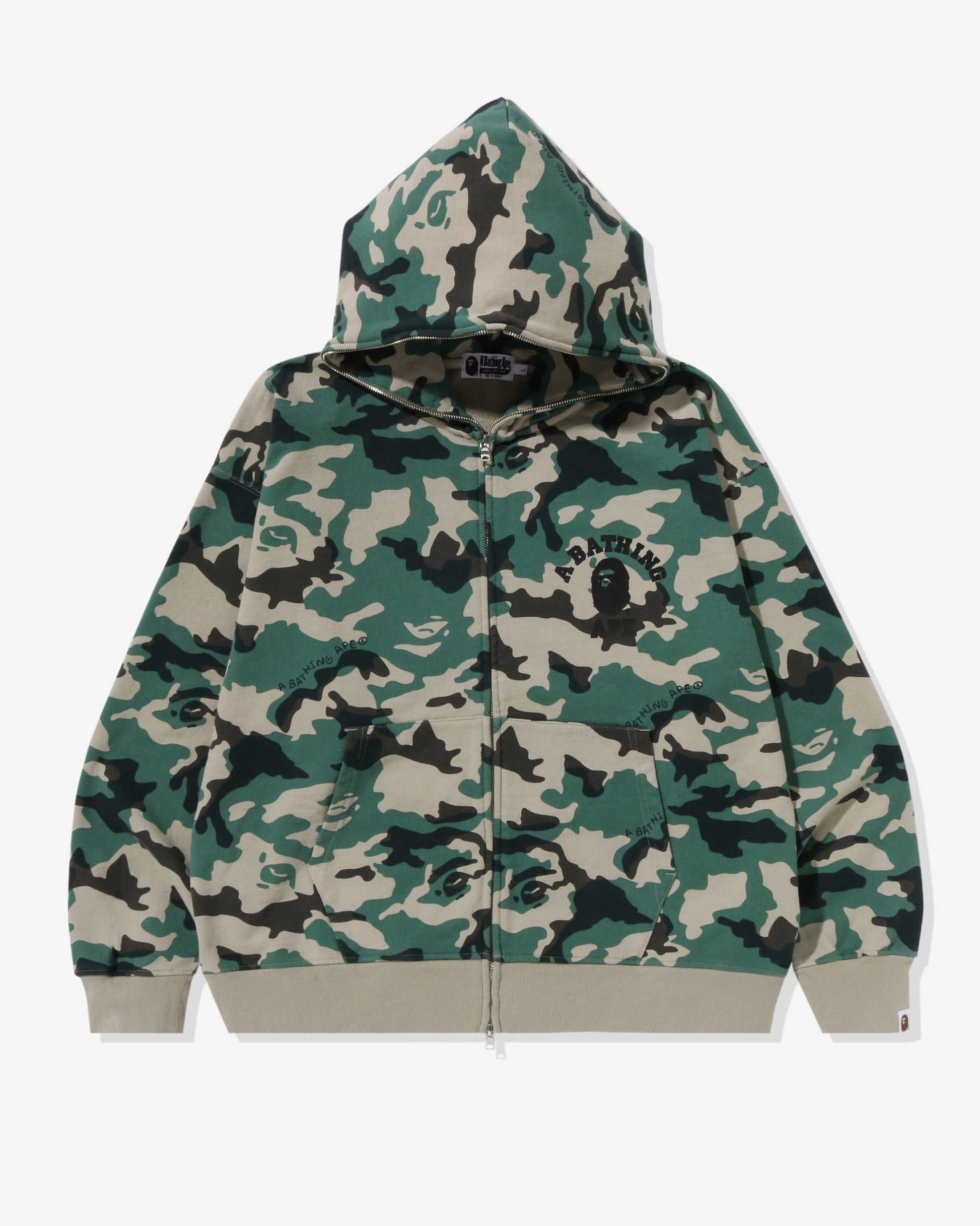 Undefeated Clothing - BAPE WOODLAND CAMO LOOSE FIT FULL ZIP HOODIE - OLIVE