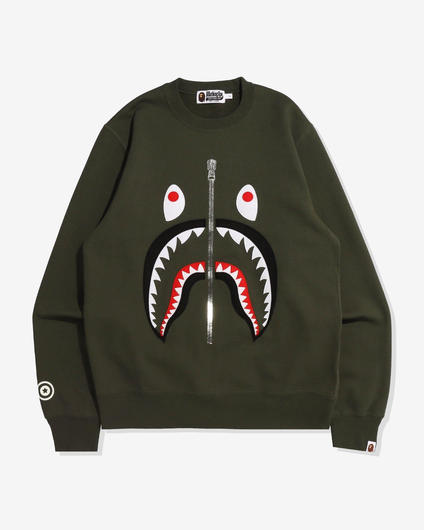 Undefeated Clothing - BAPE PATCHED SHARK CREWNECK - OLIVEDRAB