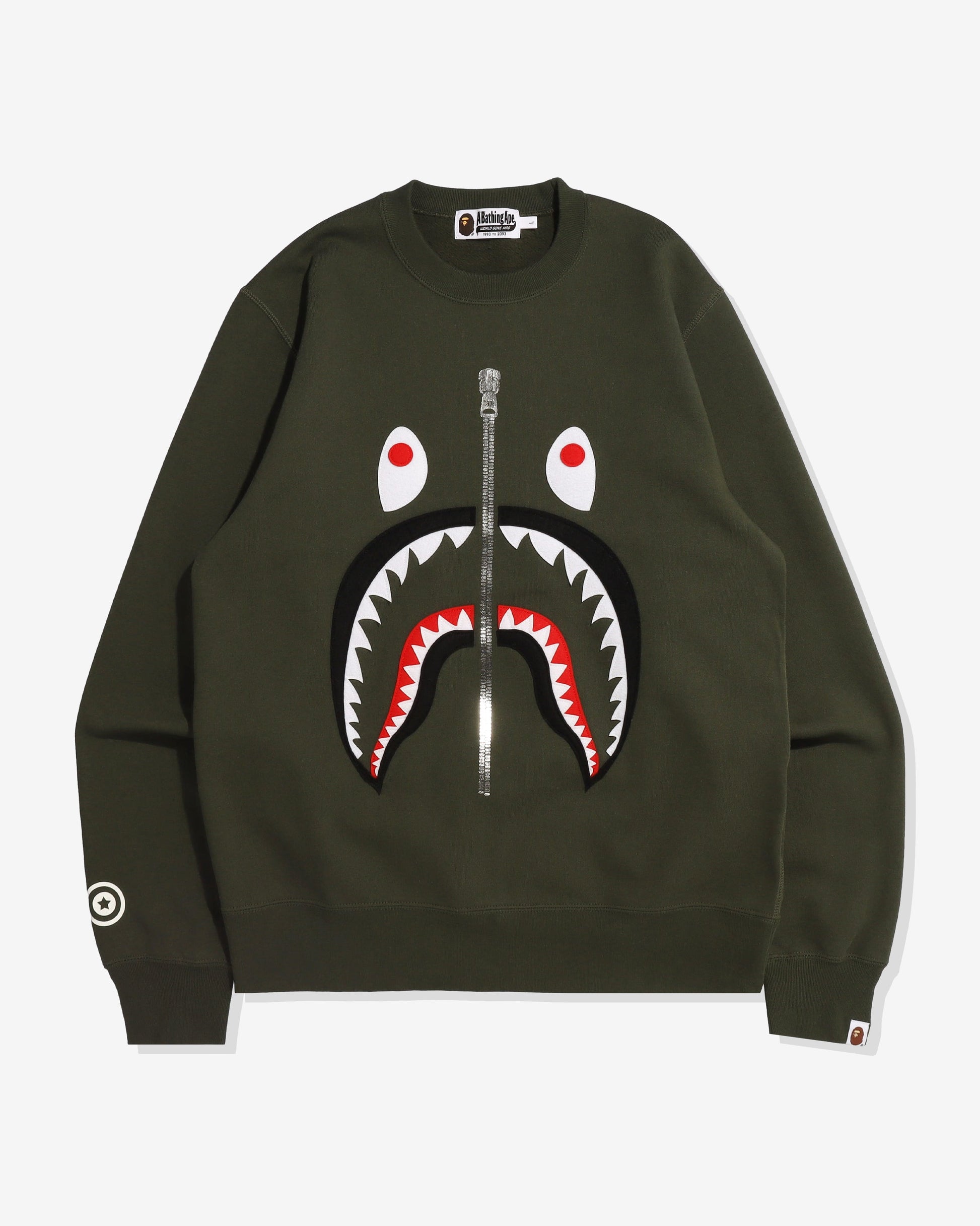 Undefeated Clothing - BAPE PATCHED SHARK CREWNECK - OLIVEDRAB
