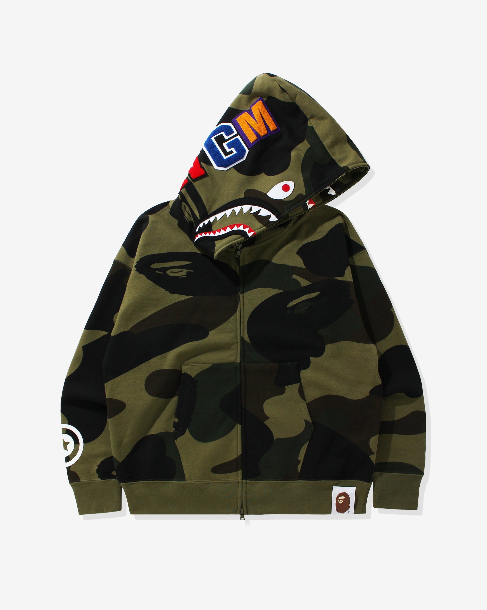 Undefeated Clothing - BAPE GIANT 1ST CAMO SHARK LOOSE FIT FULL ZIP - GREEN