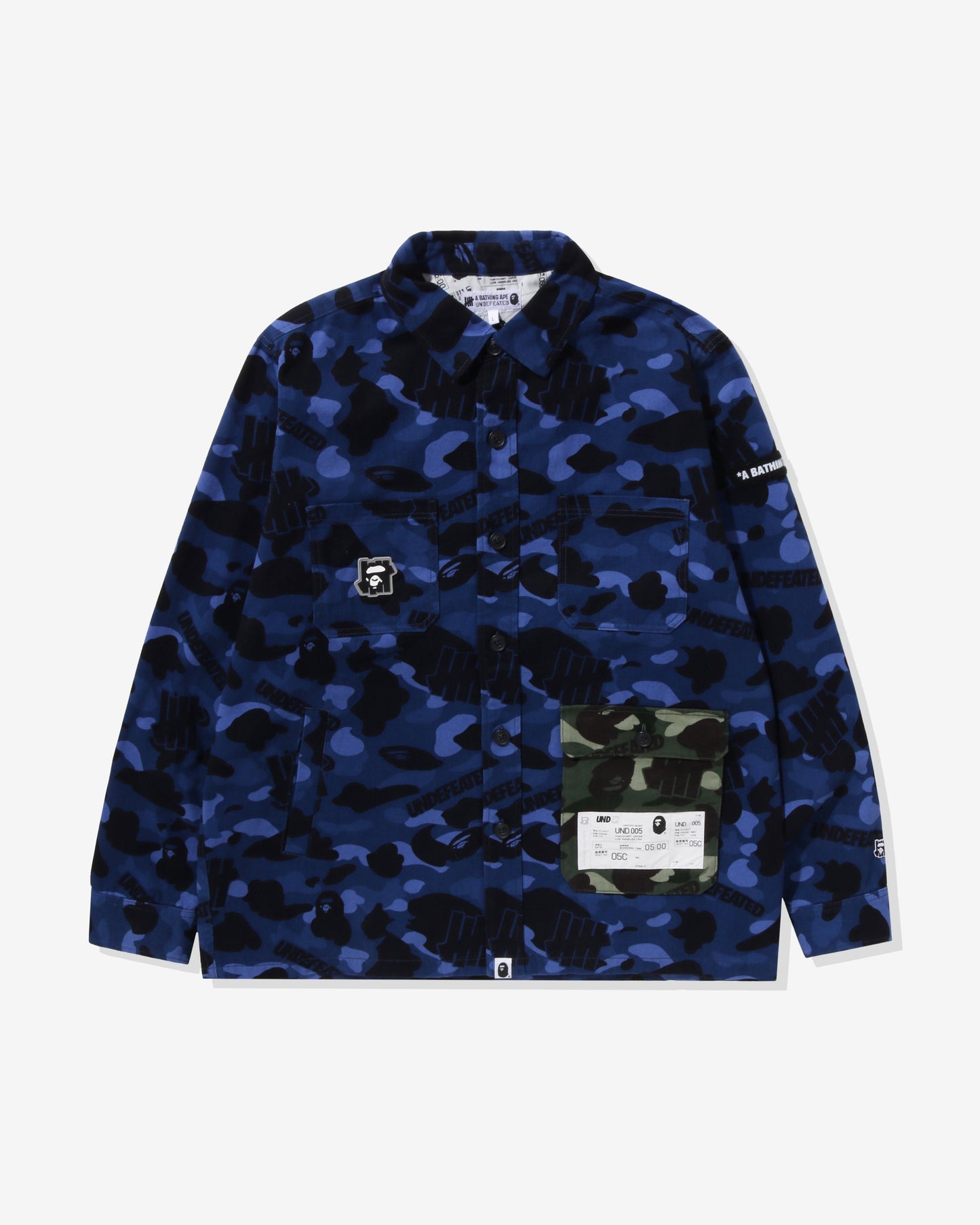 Undefeated Clothing - BAPE X UNDEFEATED COLOR CAMO FLANNEL JACKET - NAVY