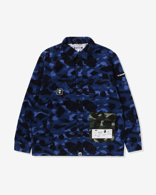 Undefeated Clothing - BAPE X UNDEFEATED COLOR CAMO FLANNEL JACKET - NAVY