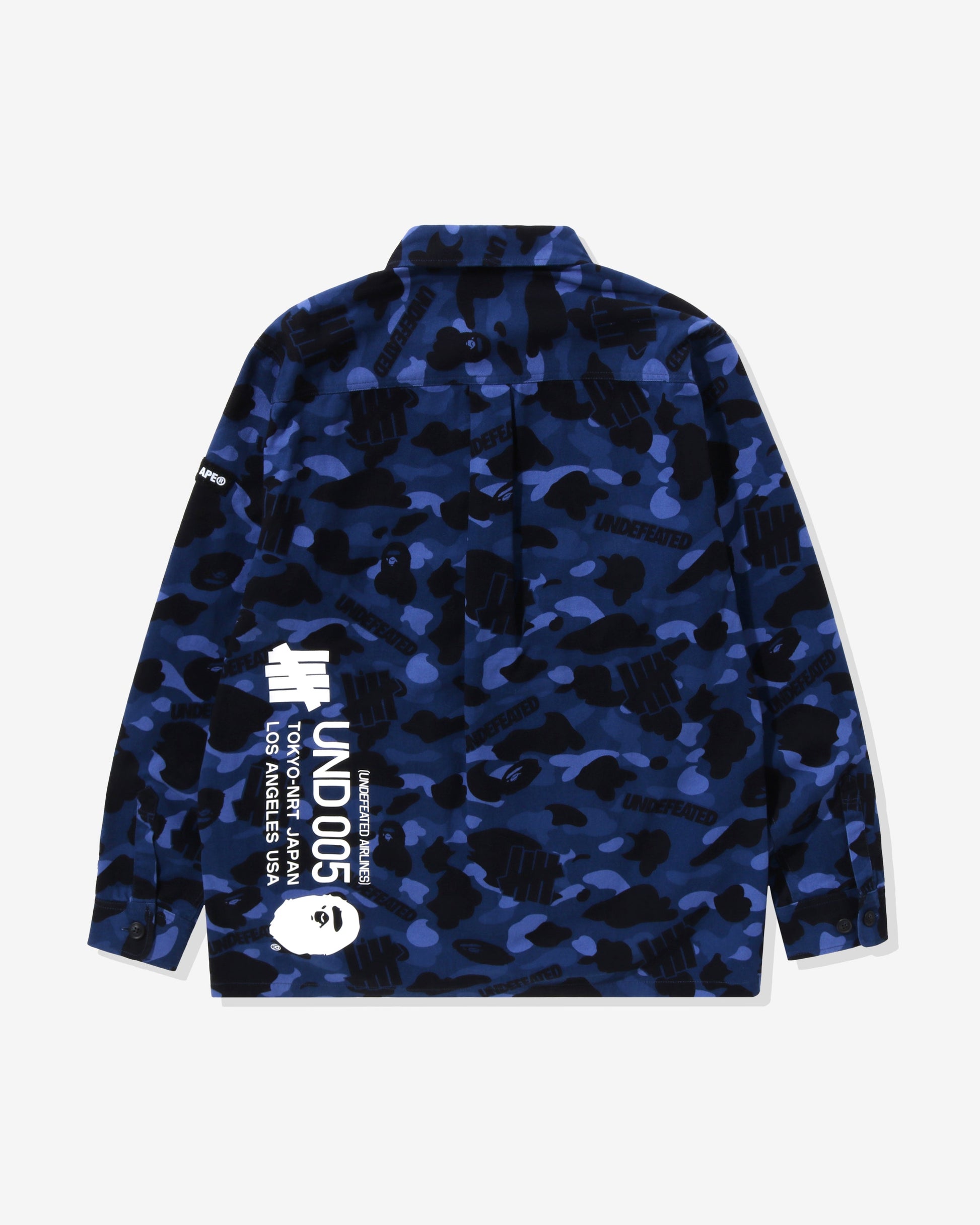 Undefeated Clothing - BAPE X UNDEFEATED COLOR CAMO FLANNEL JACKET - NAVY