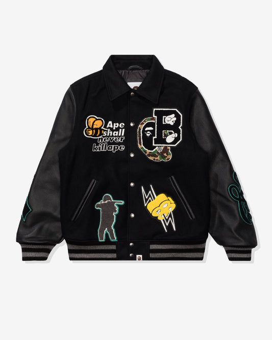 Undefeated Clothing - BAPE VARSITY JACKET - BLACK