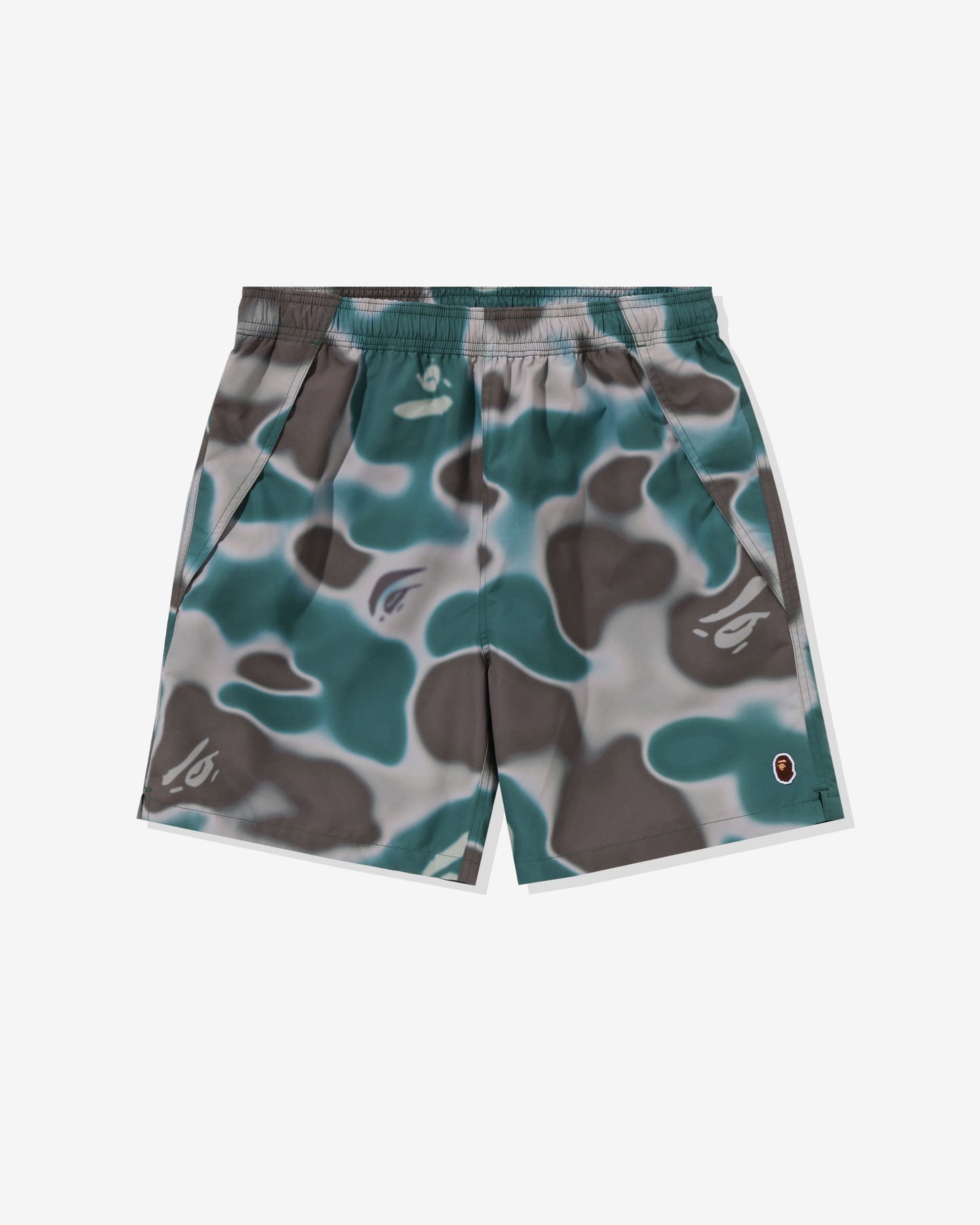 Undefeated Clothing - BAPE LIQUID CAMO ONE POINT BEACH SHORTS - OLIVEDRAB