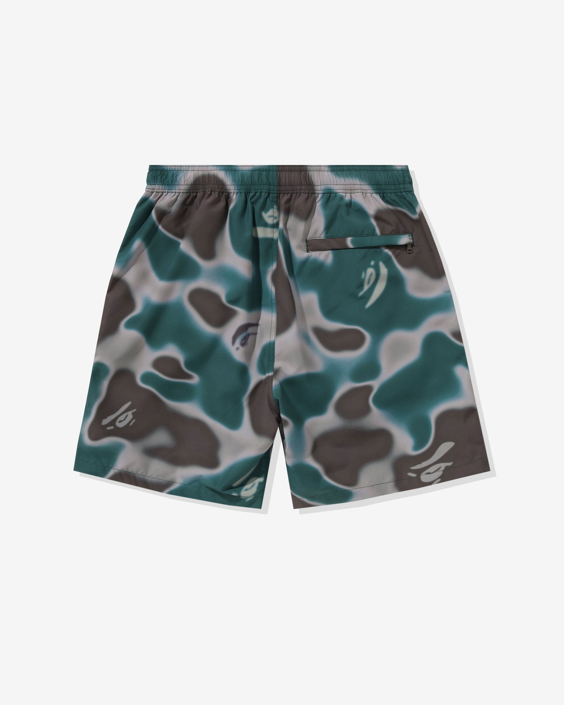 Undefeated Clothing - BAPE LIQUID CAMO ONE POINT BEACH SHORTS - OLIVEDRAB